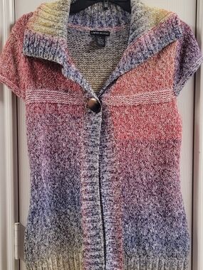 Lauren Michelle Multicolor Knit Short-Sleeve Cardigan Sweater